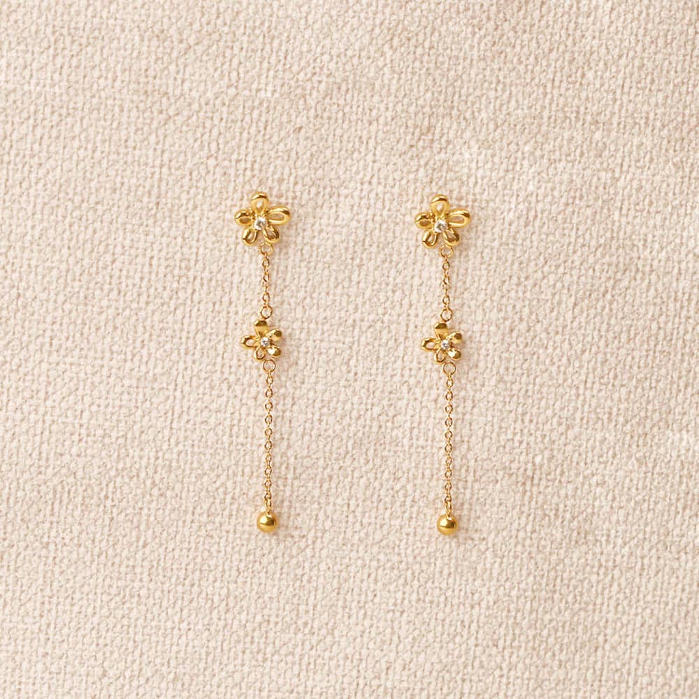 Orvel flowers chain drop Earrings