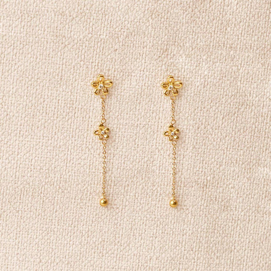 Orvel flowers chain drop Earrings