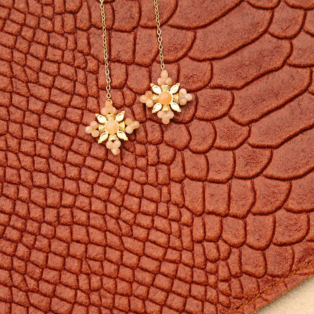 Hawthorn Gemstone Floral Chain Earrings