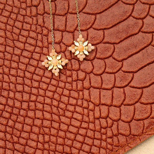 Hawthorn Gemstone Floral Chain Earrings