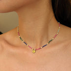 Serava Multicolor Pearl Stone Heart Necklace