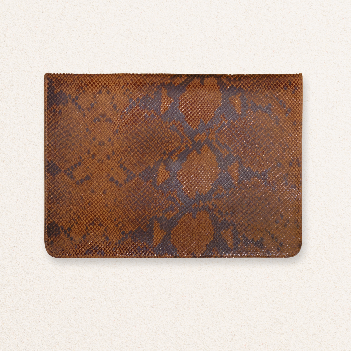 Snake patterned brown Leather Laptop sleeve back
