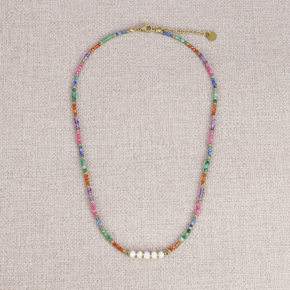 Sohanne Multi-color Stone Pearl Necklace