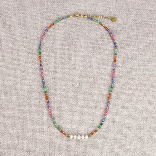 Sohanne Multi-color Stone Pearl Necklace