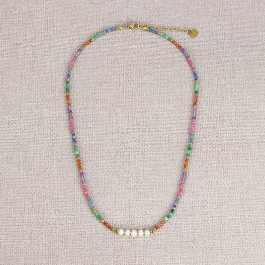 Sohanne Multi-color Stone Pearl Necklace
