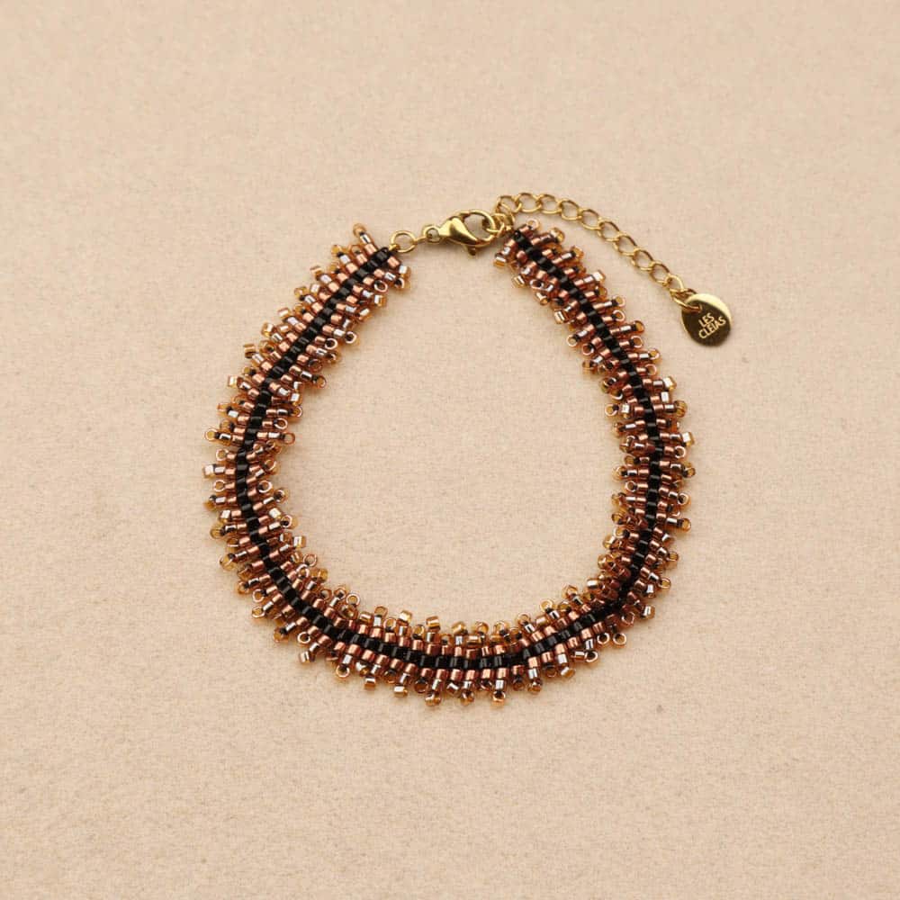 Solaia Hand-Strung Miyuki Beads Bracelet Black