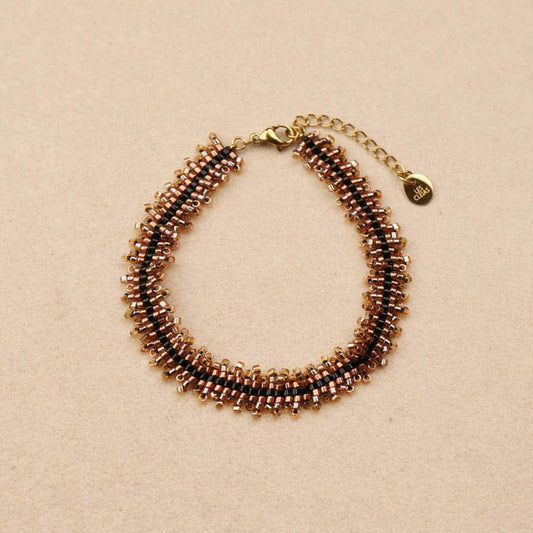 Solaia Hand-Strung Miyuki Beads Bracelet Black