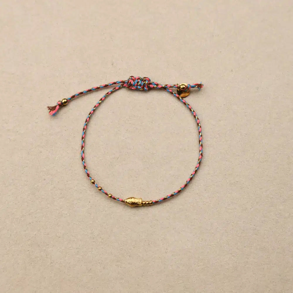 Soliflore Tiny Fish pink and blue Drawstring Bracelet