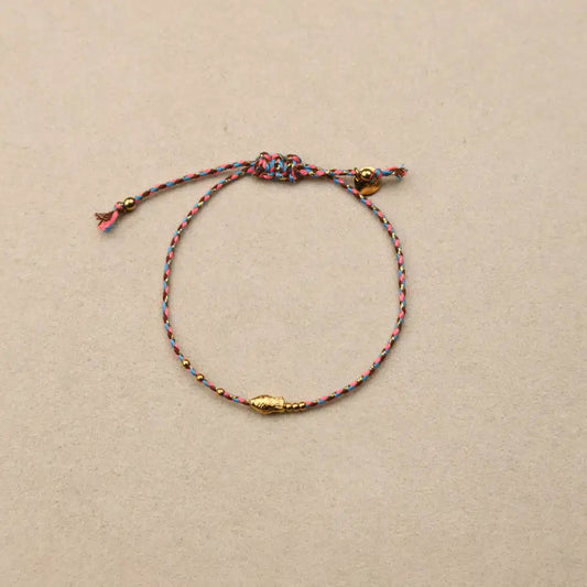 Soliflore Tiny Fish pink and blue Drawstring Bracelet