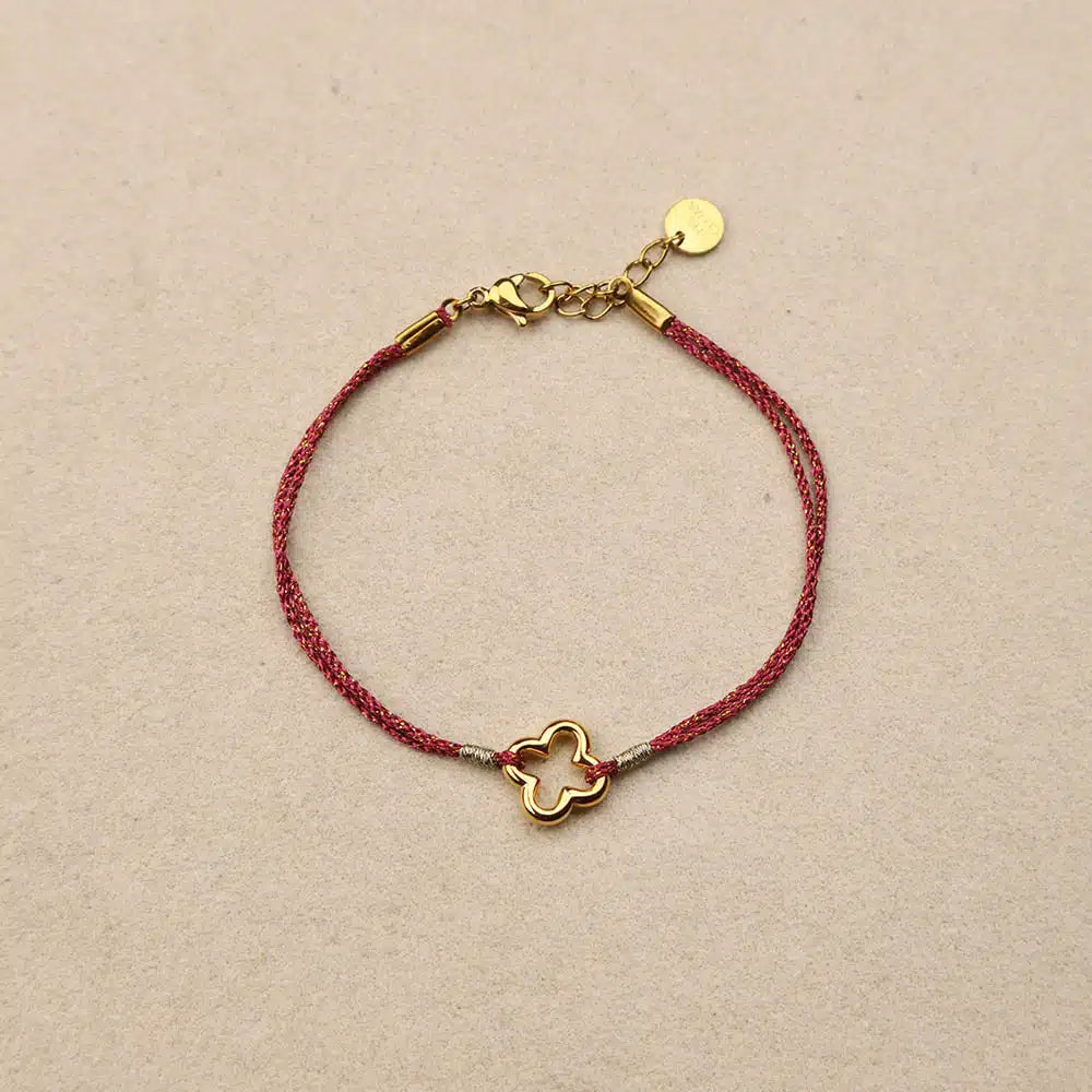 Sophia Clover burgundy Lurex Thread Bracelet