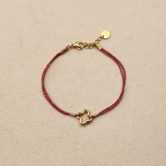 Sophia Clover burgundy Lurex Thread Bracelet