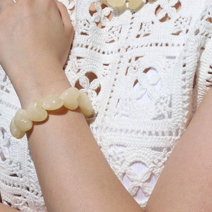 Soraya Heart Resin Elastic Bracelet beige