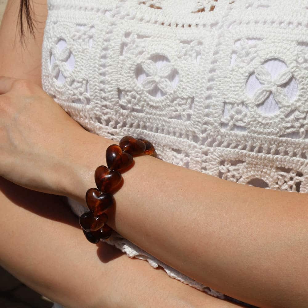 Soraya Heart Resin Elastic Bracelet brown