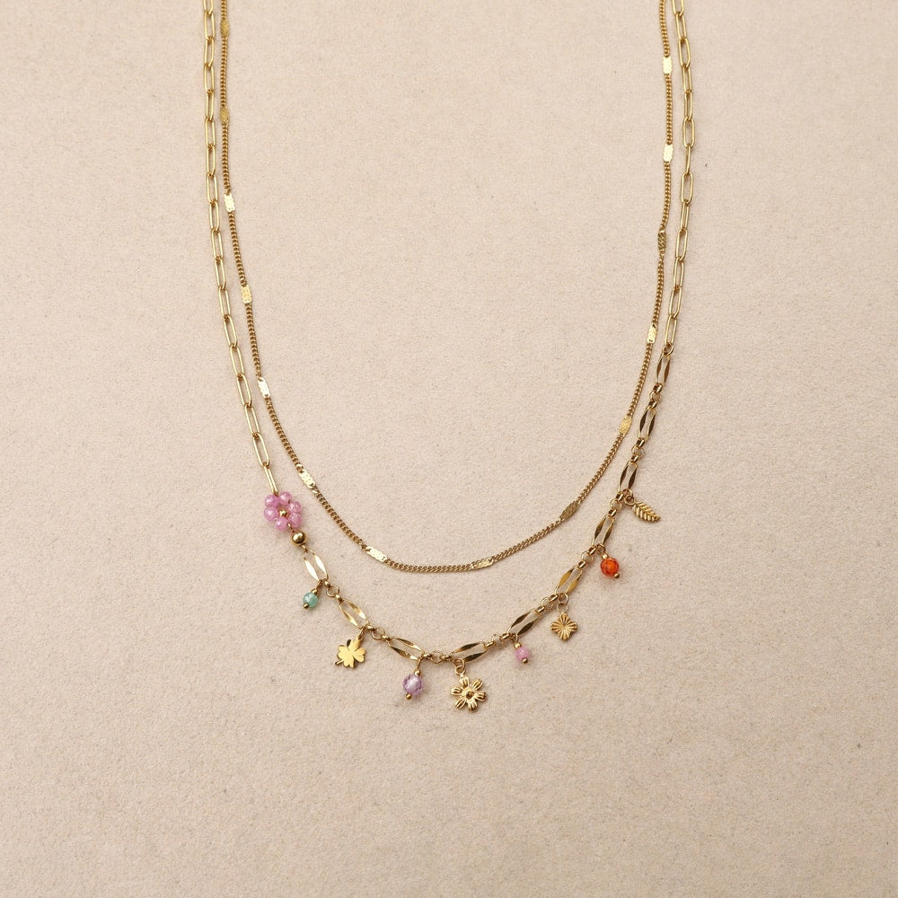 Thaleis Flower Double Row Necklace