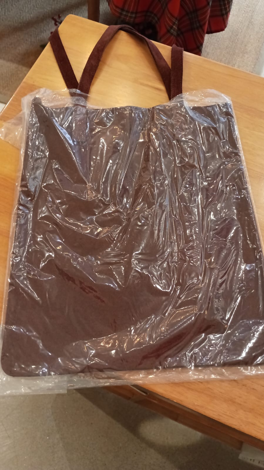 Burgundy suede tote bag