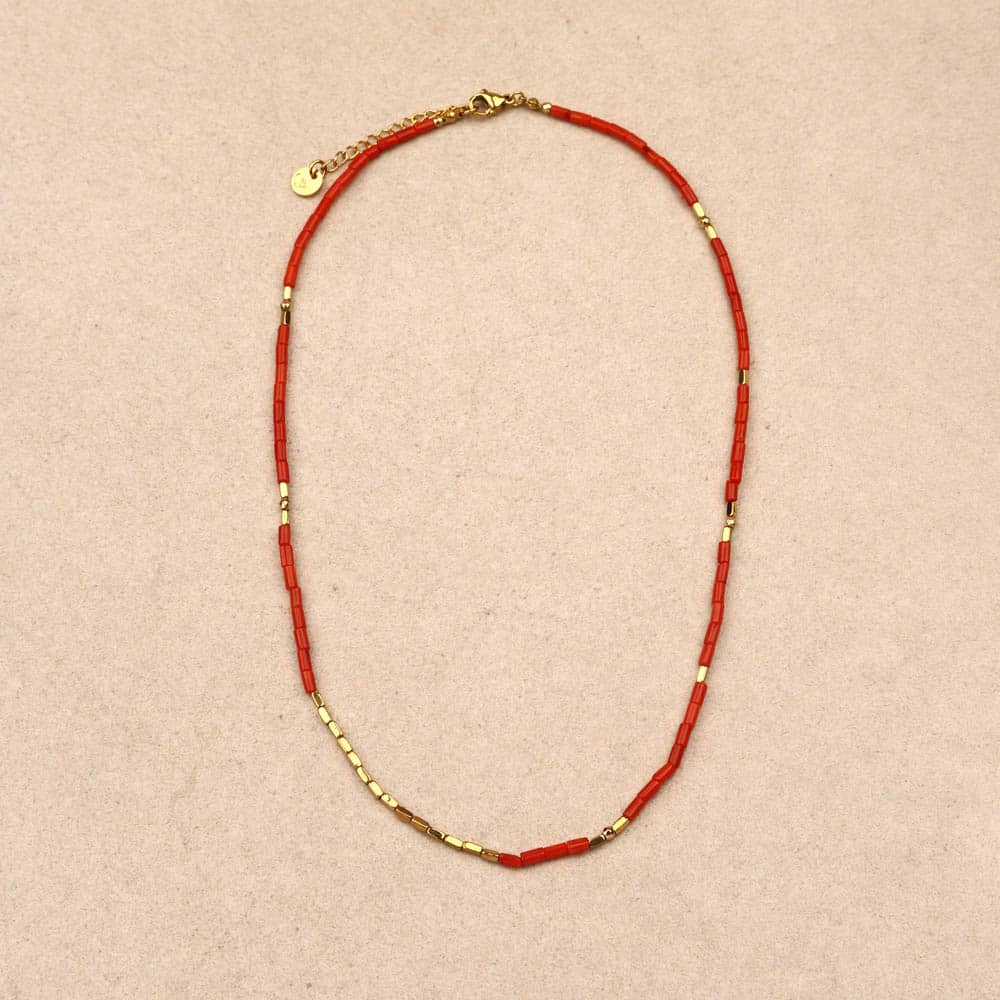 Zia Fine Stone Coral Red Necklace