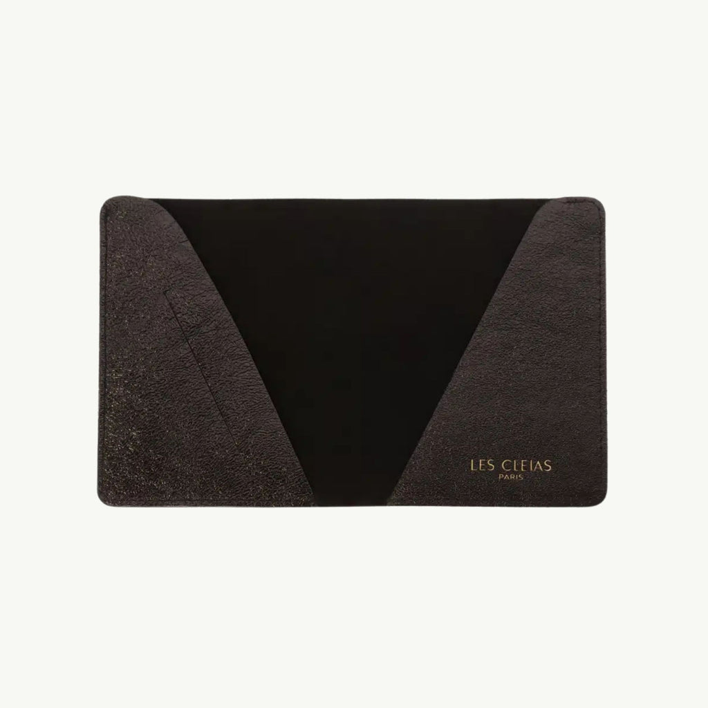 Iridescent Black Leather Passport Cover