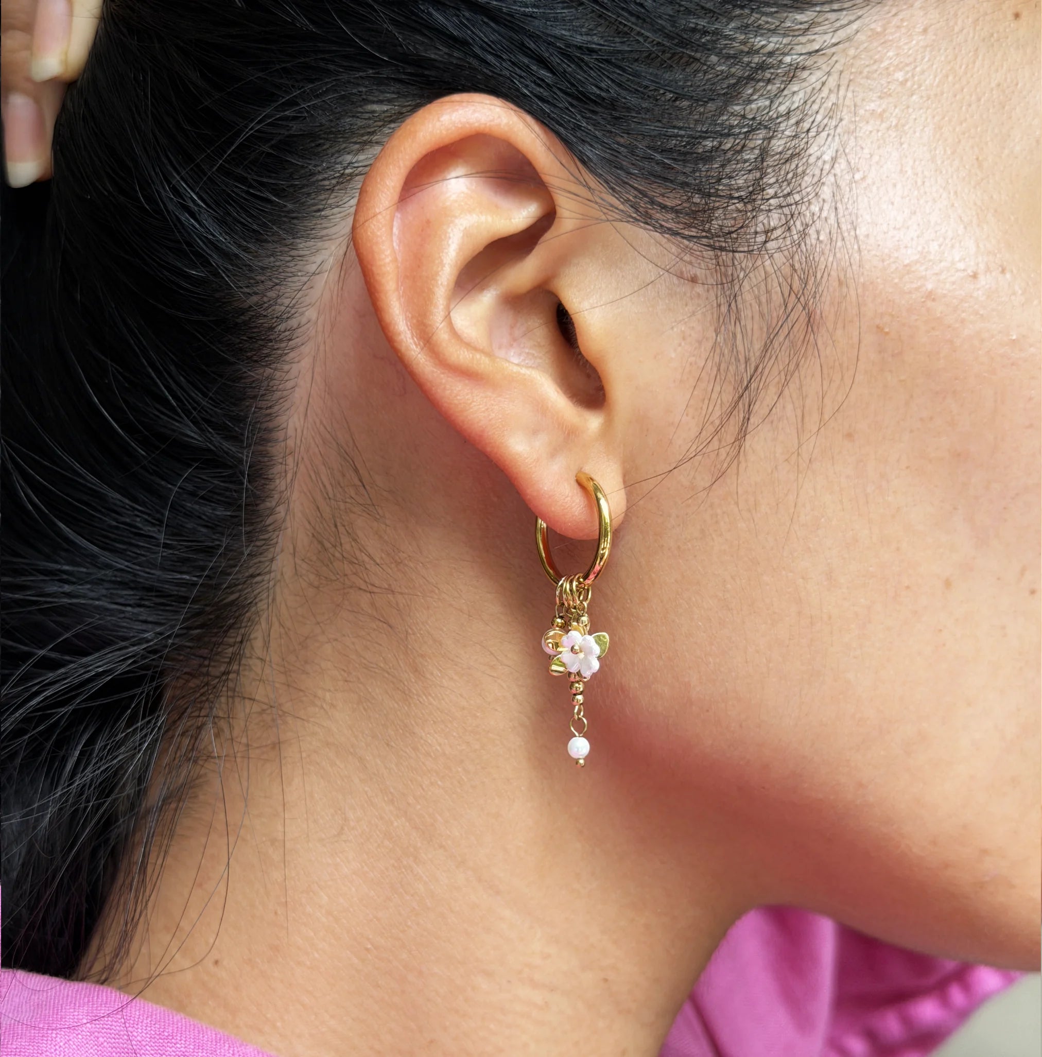 Calixta Creole Flowers Pearl Earrings
