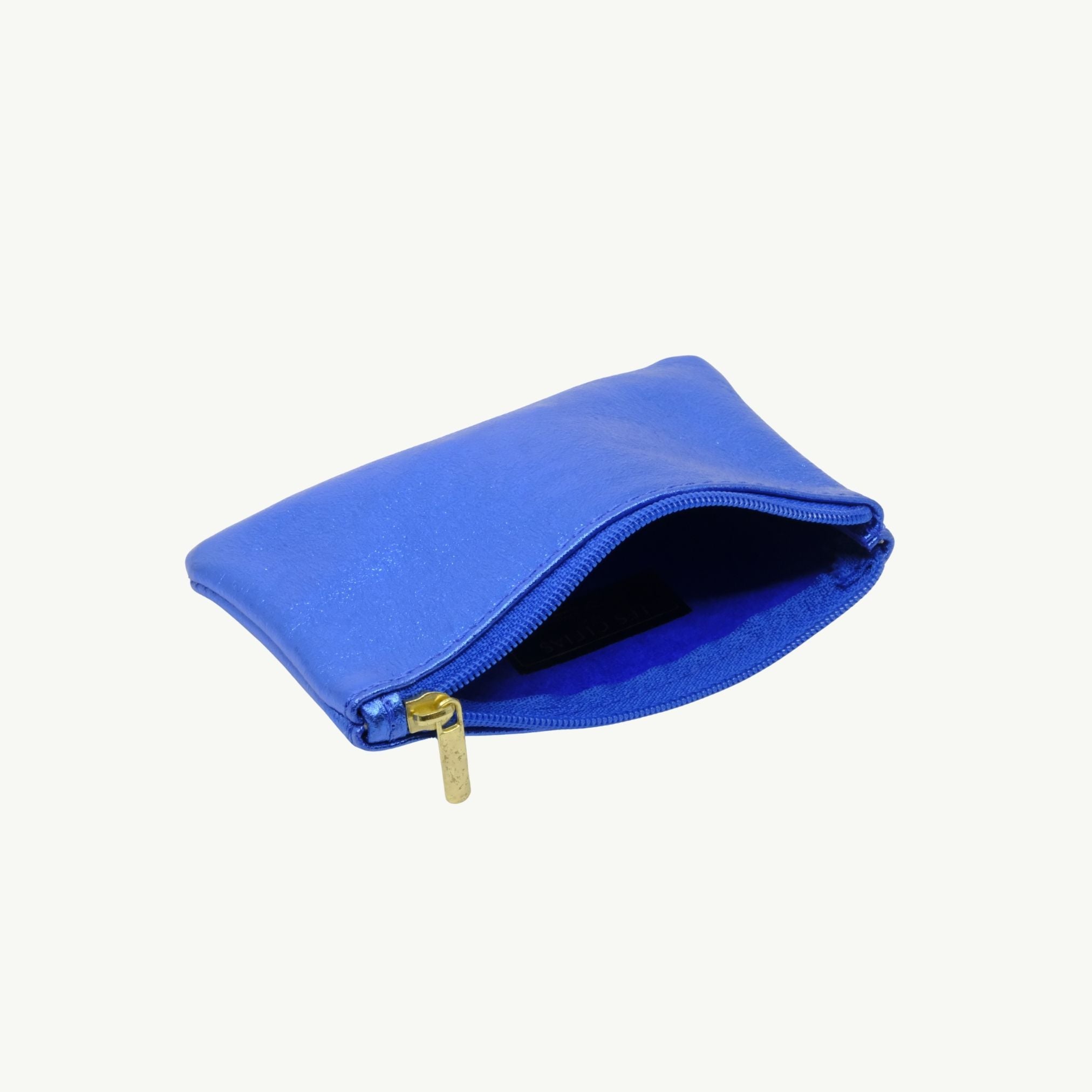 Electric Blue Metallic Zip Pouch S