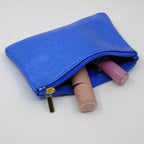 Electric Blue Metallic Zip Pouch S