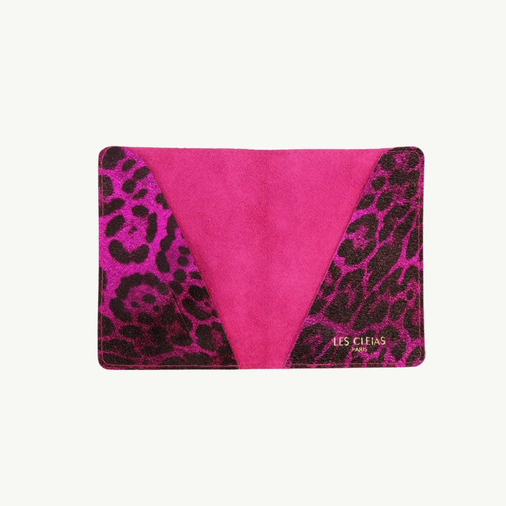 Fuchsia Leopard Leather Passport Cover