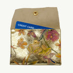 Floral Printed Gold Metallic Two Layer Wallet
