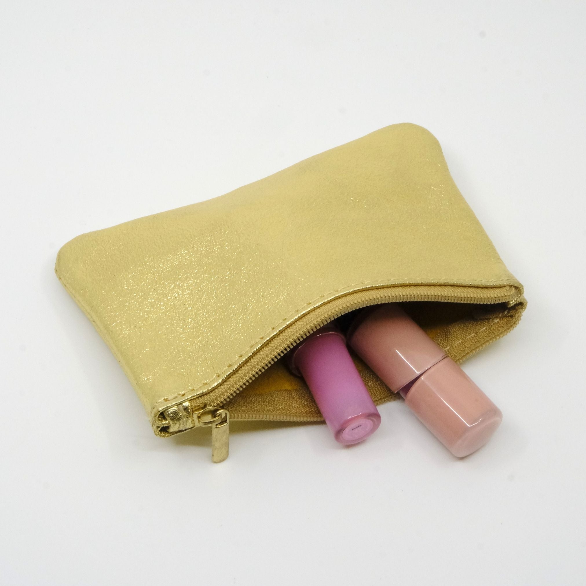 Gold Metallic Zip Pouch S