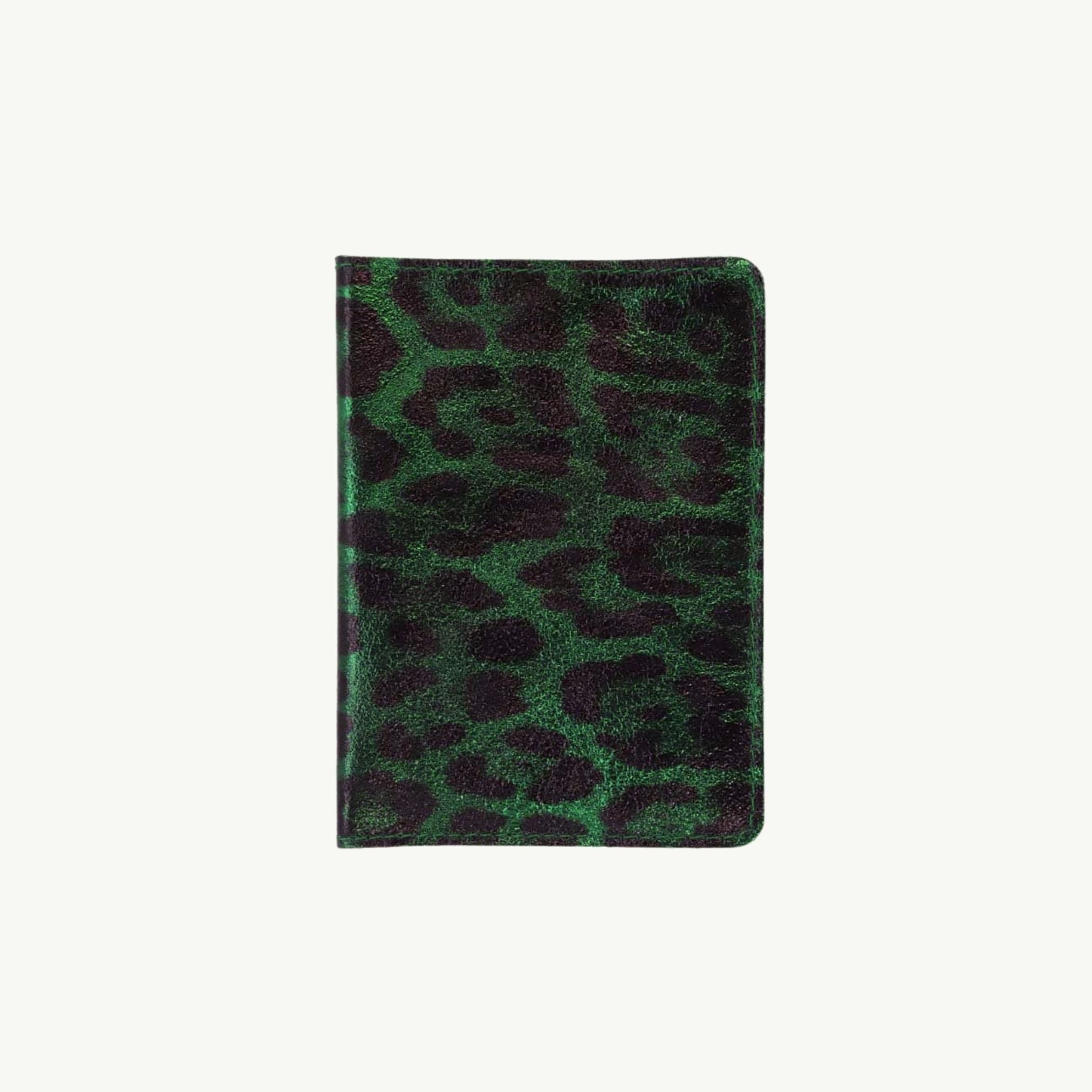 Green Leopard Leather Passport Cover