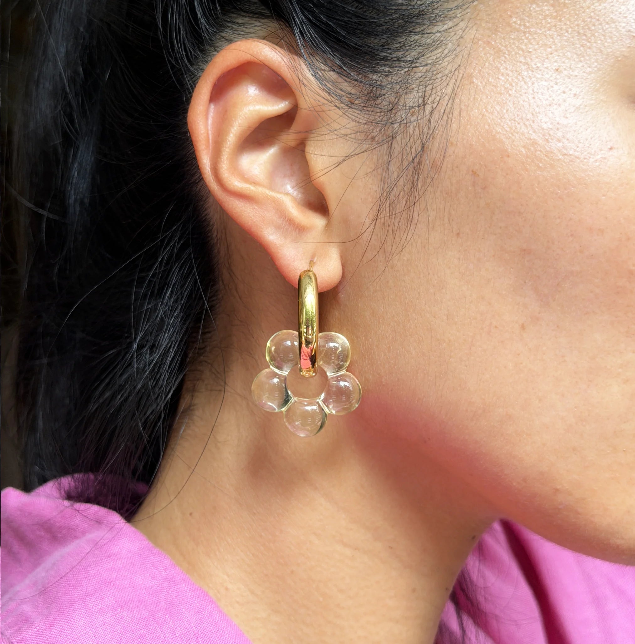 Jacquelin Big Flower Creole Hoop Earrings