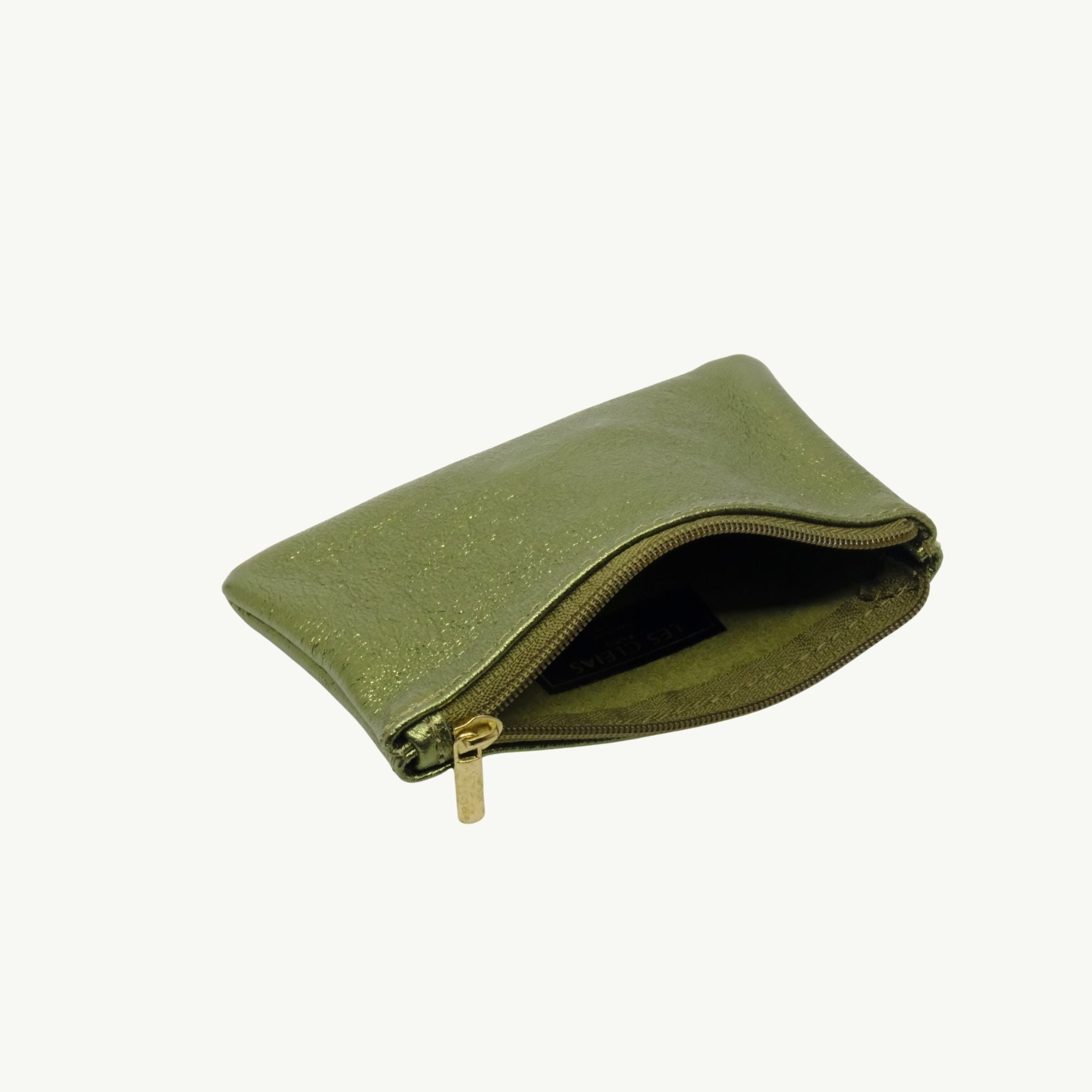 Khaki Metallic Zip Pouch S
