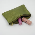 Khaki Metallic Zip Pouch S