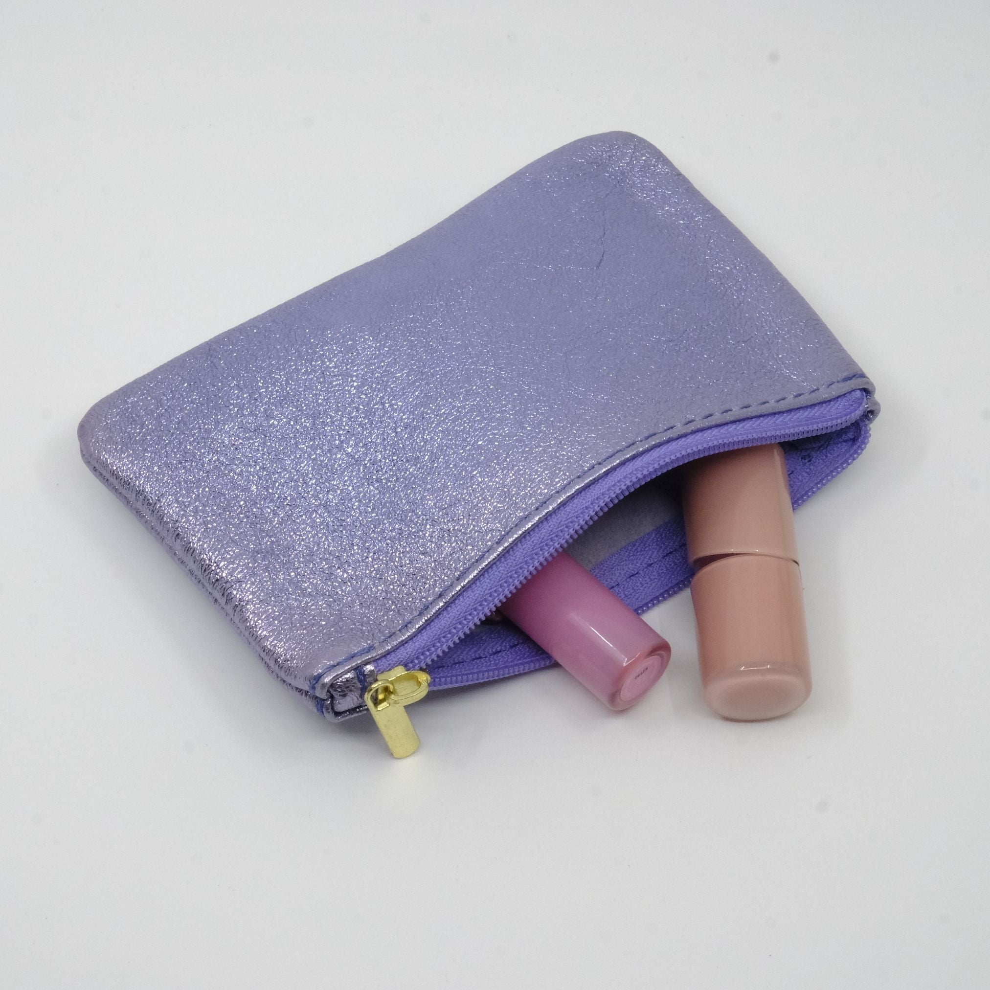 Lavender Metallic Zip Pouch S