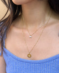 Layered disk-pearl ST Necklace