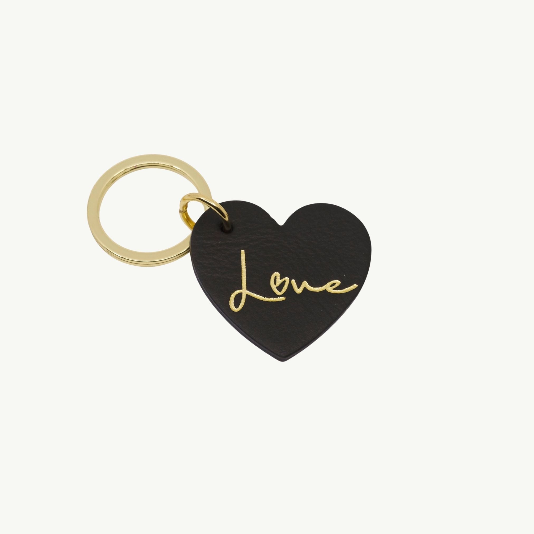 Printed Heart-Shaped Leather Keychain