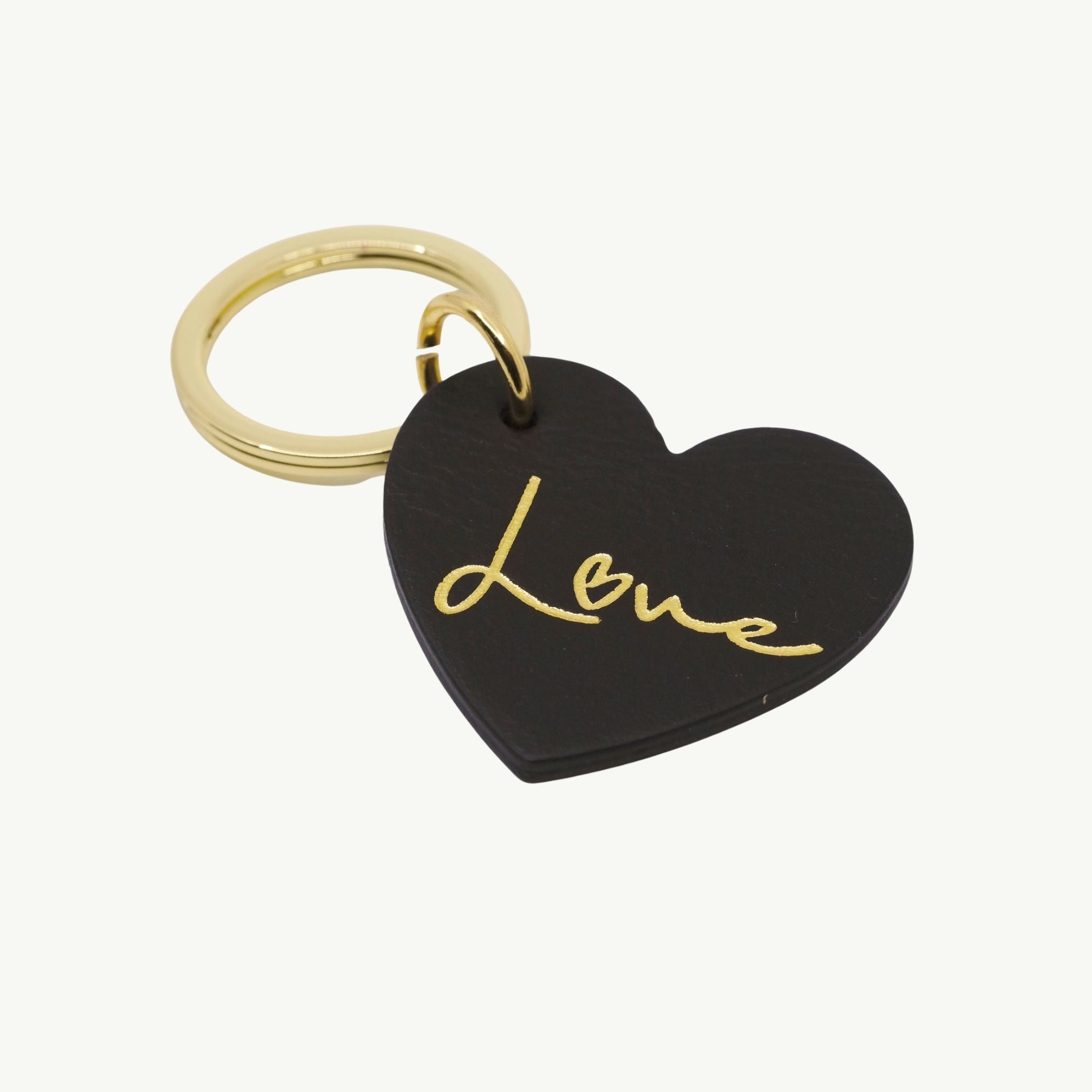 Printed Heart-Shaped Leather Keychain
