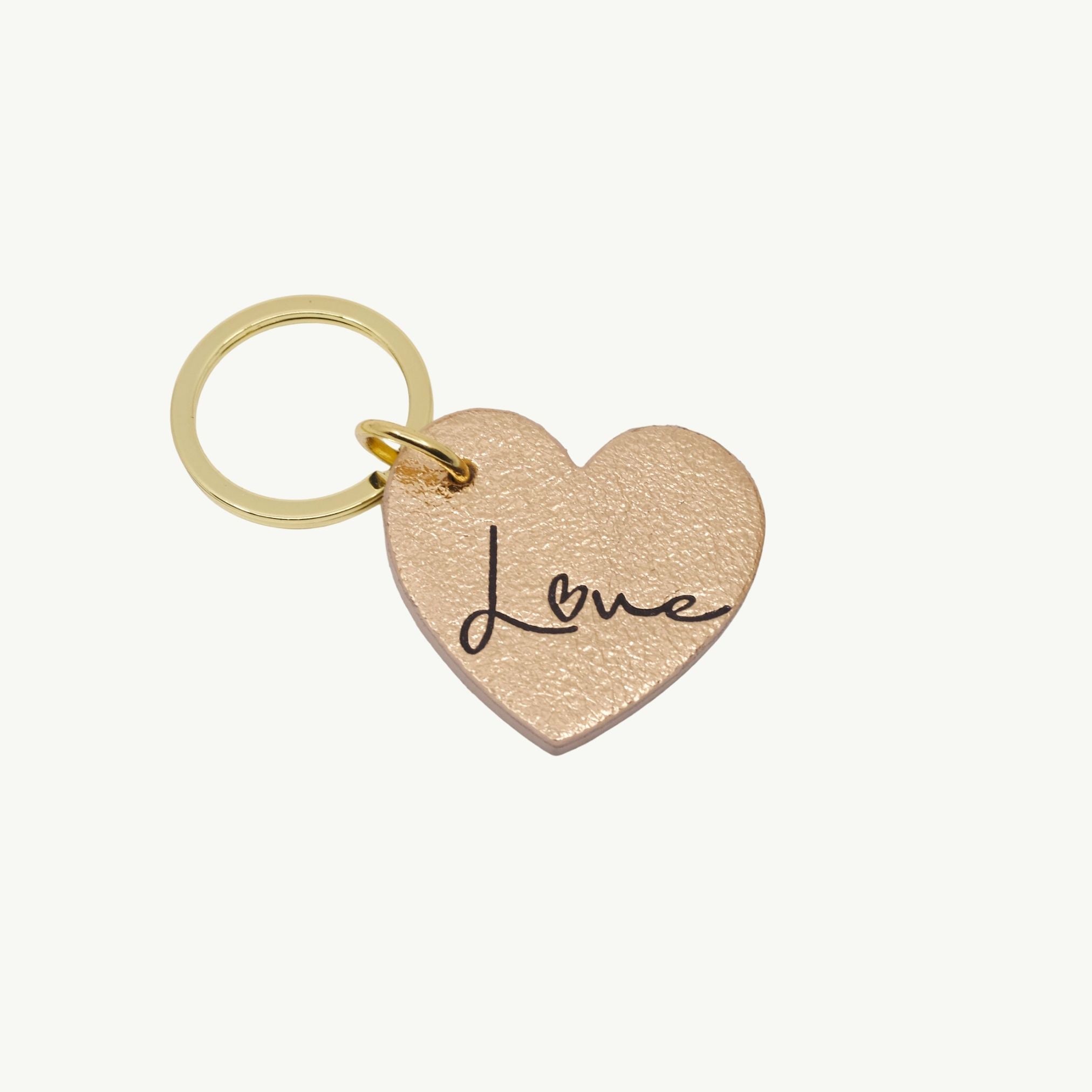 Printed Heart-Shaped Leather Keychain