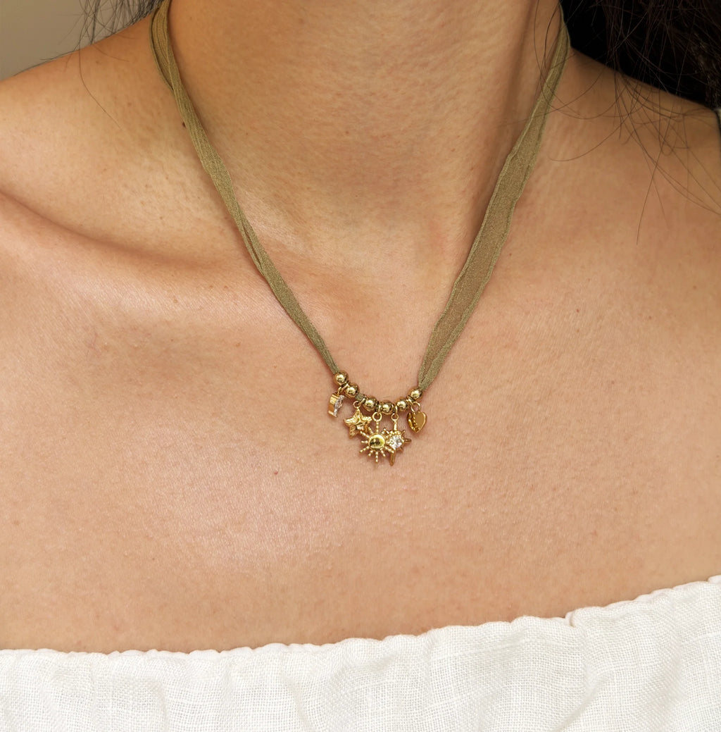 Marivelle Charms Fabric ST Necklace
