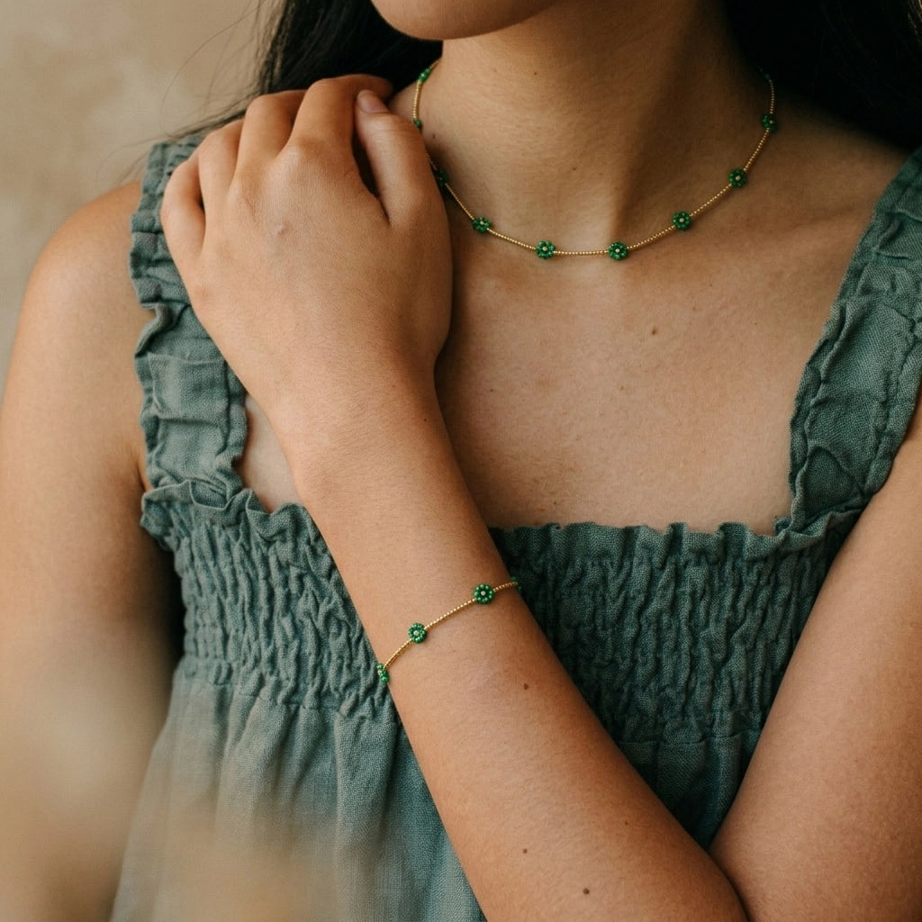 green les cleias prairie bracelet and necklace