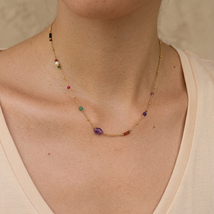 Priscillia Multicolored Stones Necklace
