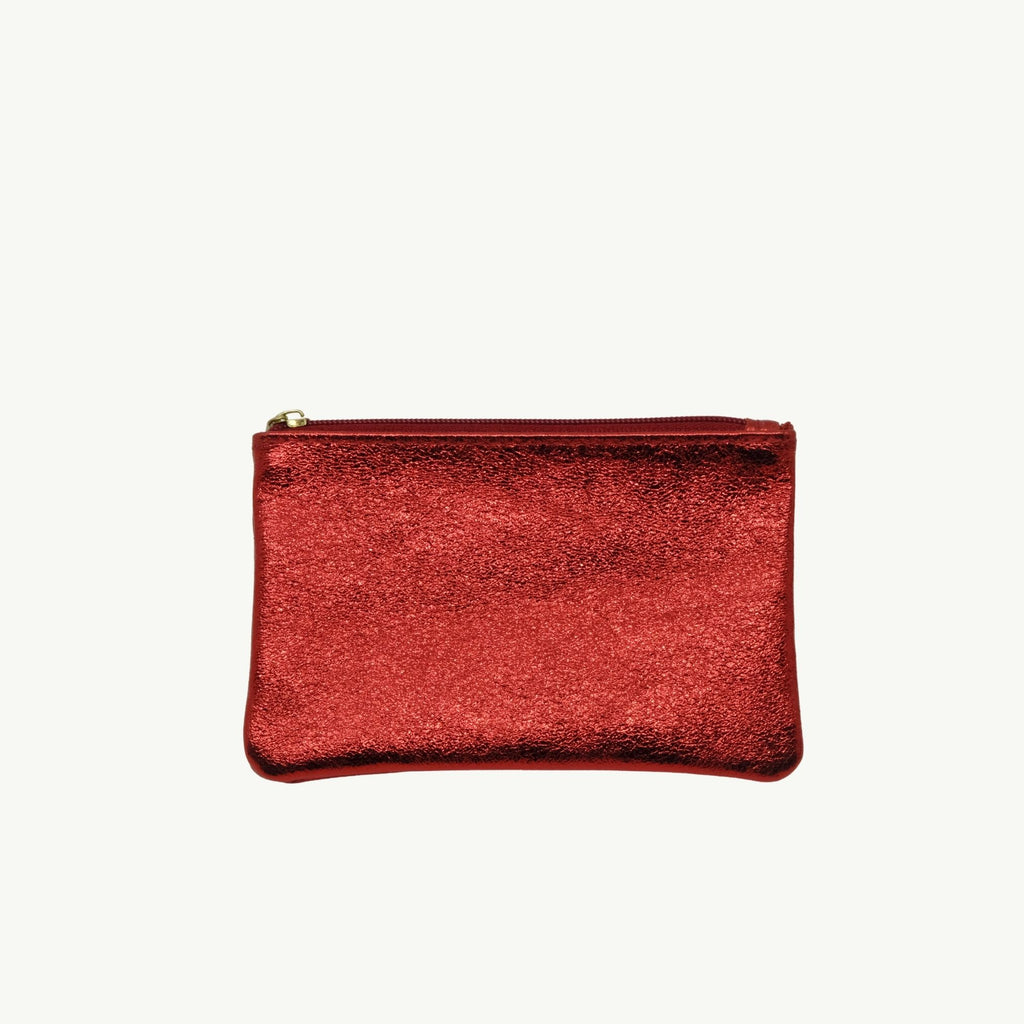 Red Metallic Zip Pouch S