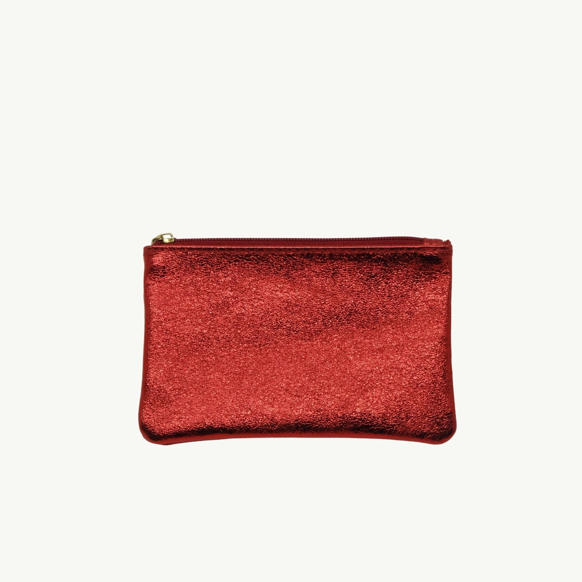 Red Metallic Zip Pouch S