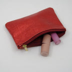 Red Metallic Zip Pouch S