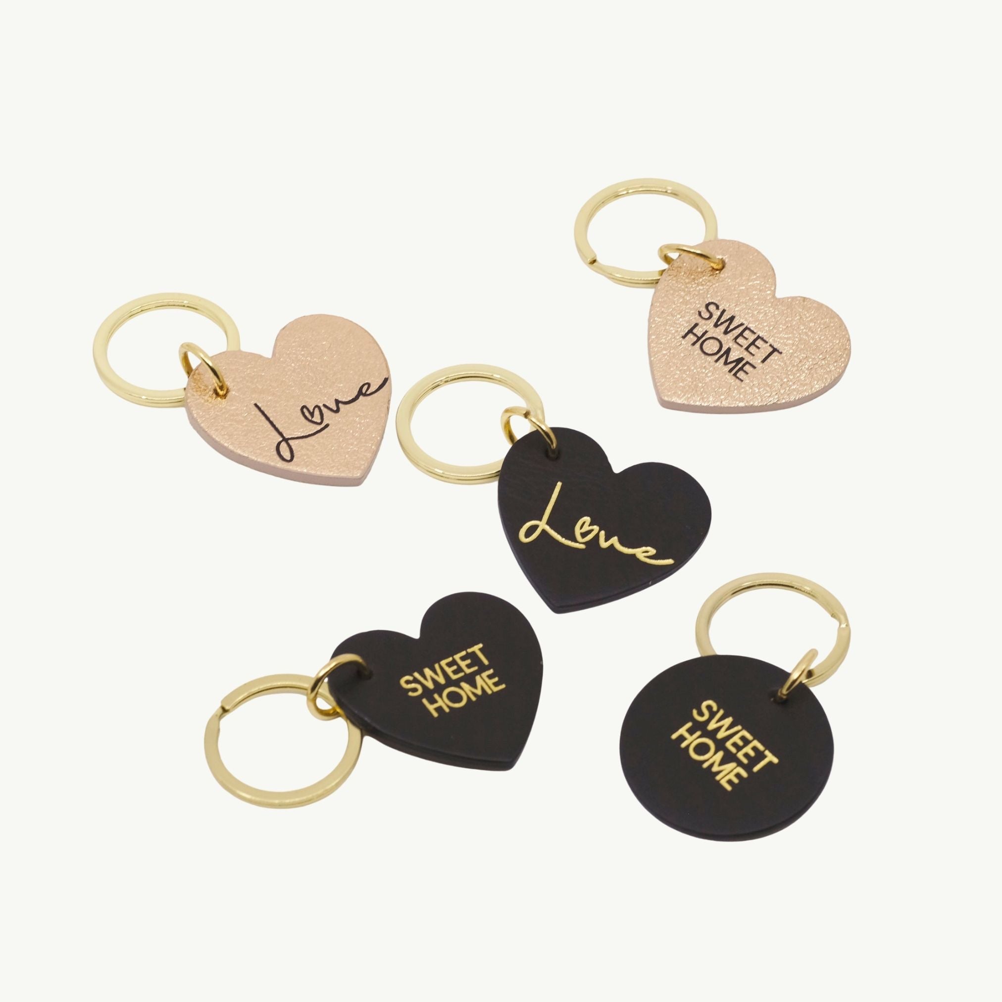 Printed round Leather Keychain "Sweet Home"