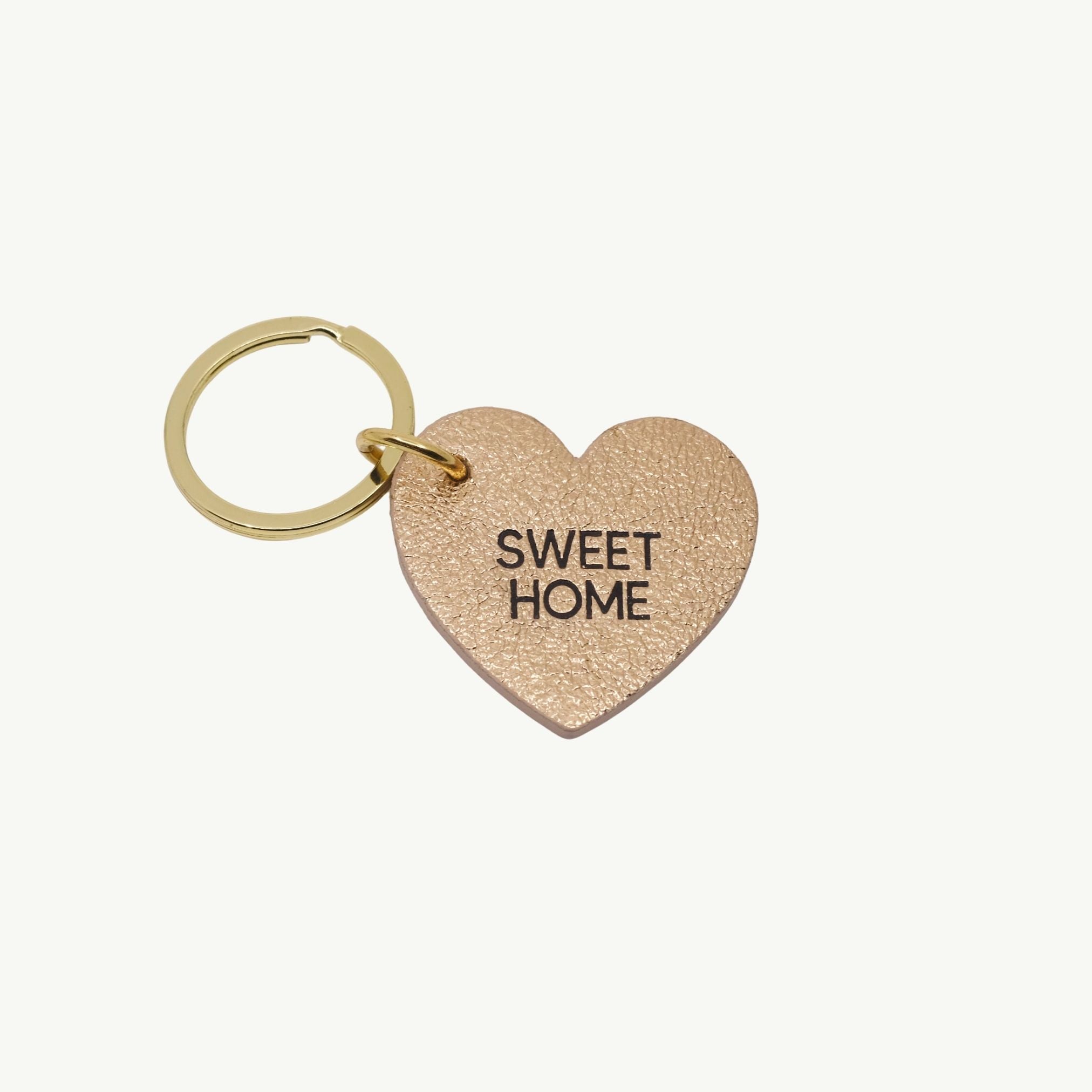 Printed Heart-Shaped Leather Keychain