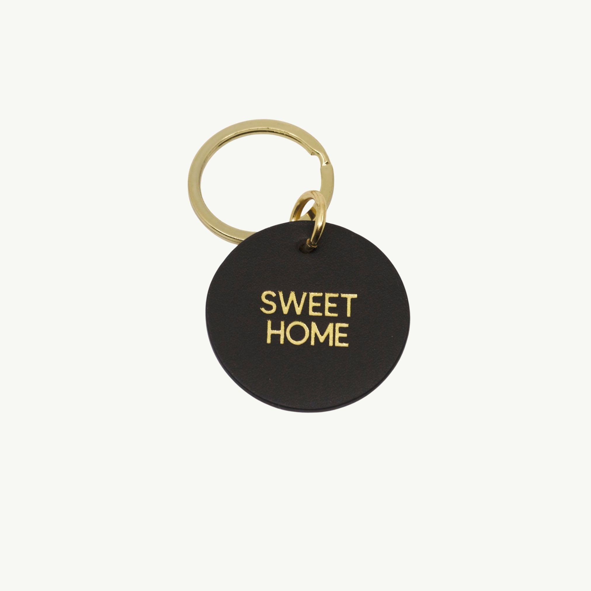 Printed round Leather Keychain "Sweet Home"