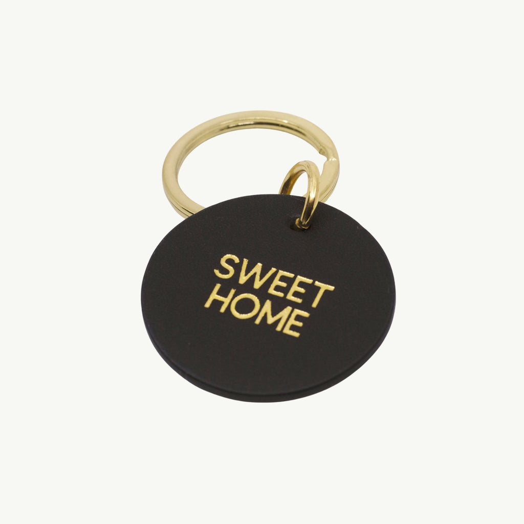 Printed round Leather Keychain "Sweet Home"