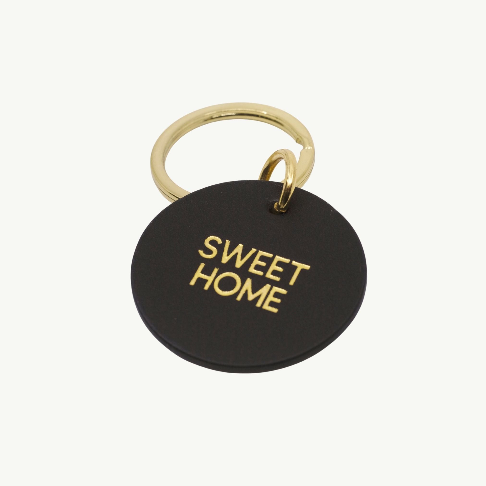 Printed round Leather Keychain "Sweet Home"
