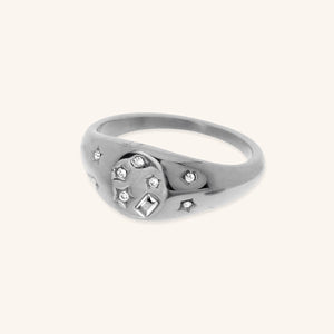 Crystals stamp Ring Silver