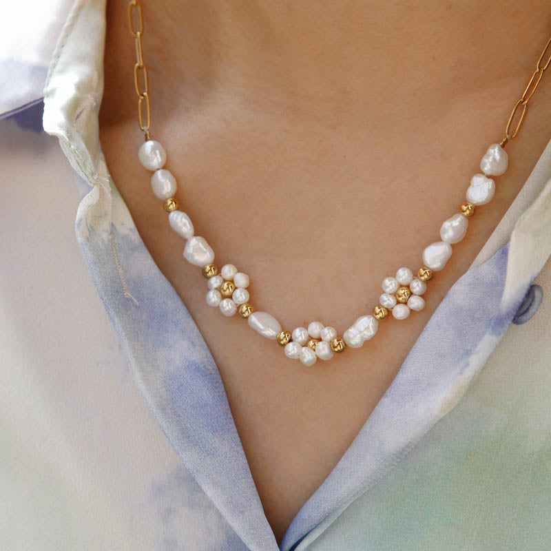 Yasmine flowers pearl ST necklace