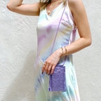 Brown Leopard Metallic Leather Phone Pouch